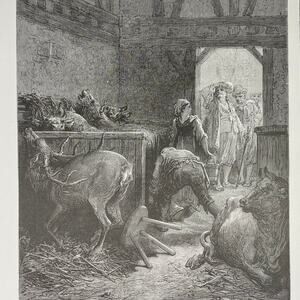 Dore, Fables, Eye of Master, Miser Treasure, Print, Bookplate, ~ 240706-WH 290